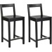Amazon Basics Wooden Bar Stool with Backrest 24", Black, Set of 2