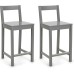 Amazon Basics Wooden Bar Stool with Backrest 24", Grey, Set of 2