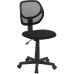 Amazon Basics Rolling Desk Chair, Adjustable, Low Back, Padded Seat, Breathable Mesh, Swivel, Black, 21.25" D x 22.5" W x 38" H