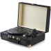 Amazon Basics Portable Suitcase Vinyl Turntable Record Player with Built-in Speakers and Bluetooth, Supports 3-Speed, Black