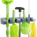 Amazon Basics Rectangular Heavy Duty, Wall Mount Storage Broom, Mop Holder or Tool Organizer with Hooks and Slots for Home, Garage, Garden, Laundry, or Kitchen, 2.36 x 16.9 x 3.35 in, Gray