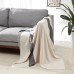 Amazon Basics Room Décor Throw Blanket, Lightweight and Cozy in Recycled Polyester, Ivory With Blue Cross-check Pattern, 50"x 60"